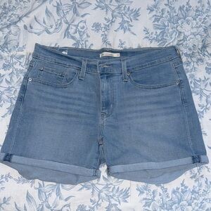 Levi's Light Blue Rolled Hem Denim Shorts